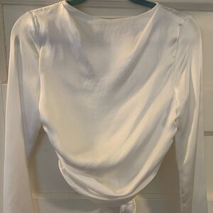 NWT Zara Satin-Like Open Back/Back Tie Top